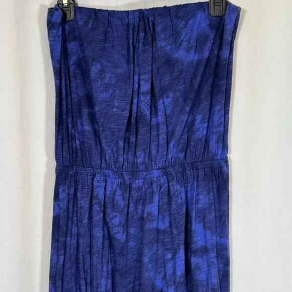 EXPRESS Royal Blue Tiedye Size Medium Strapless Dress Tube Top Sheer Bottom - Picture 11 of 14